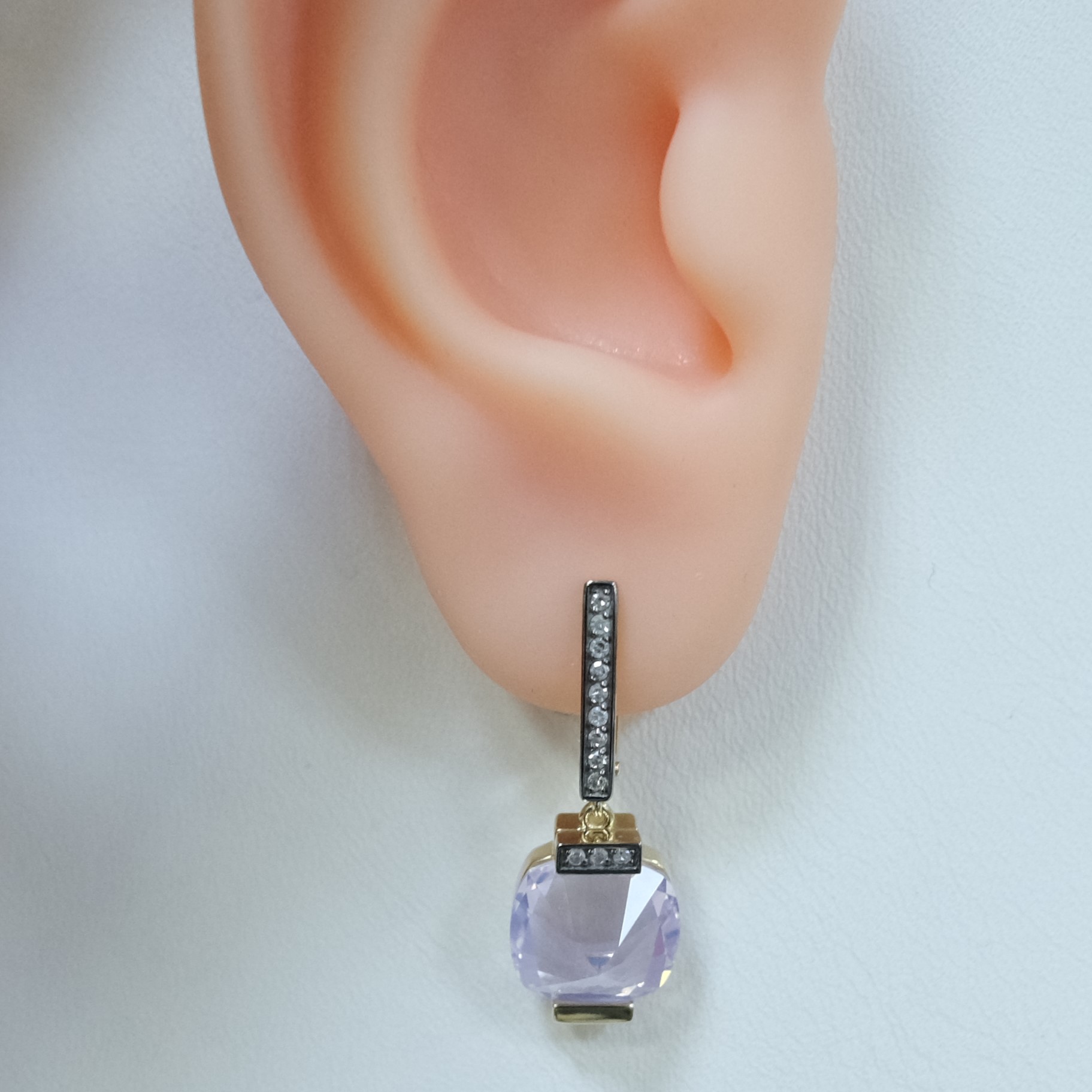 Серьги из желтого золота с кварцем